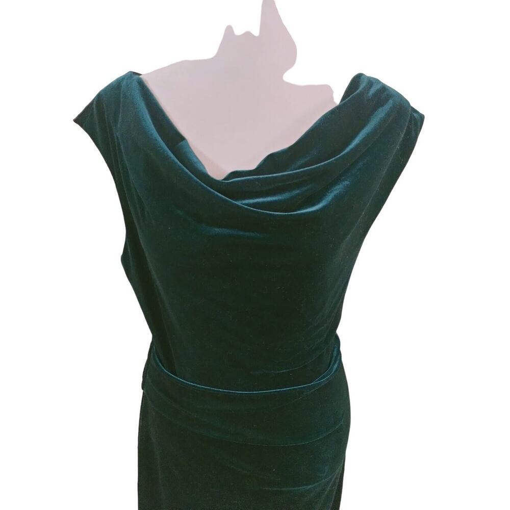 Vince Camito hunter green cowled-neck cinched on the side size 8 dress. - Picture 6 of 13